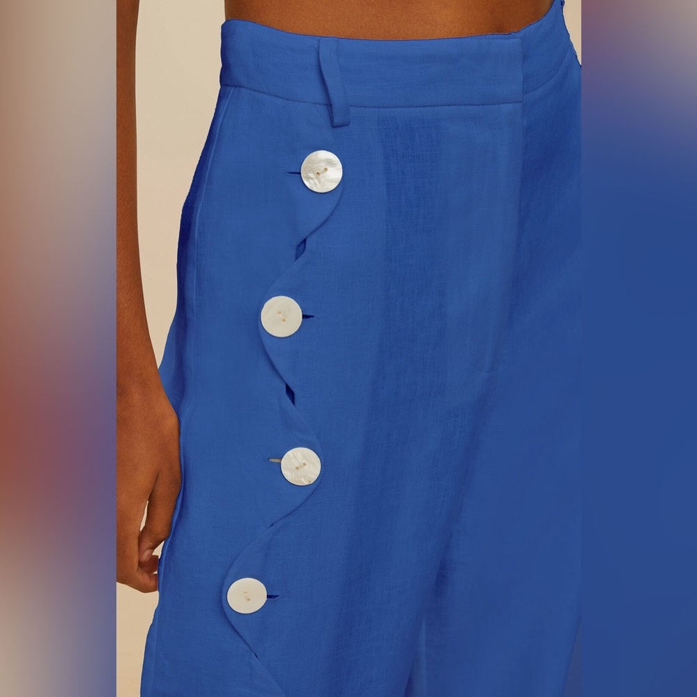 FARM Rio Royal Blue Wide-Leg Button-Detail Pants - Picture 4 of 6